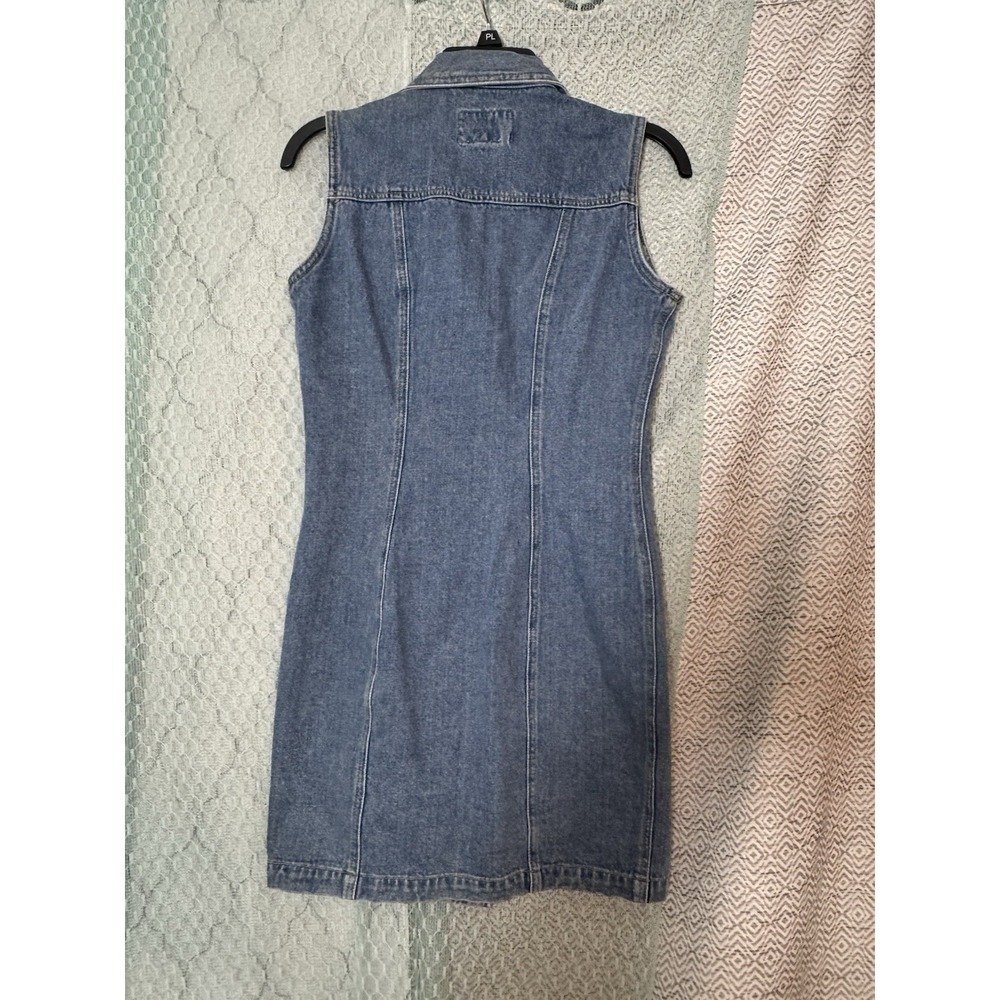 Squeeze Jeans Vintage Full Button Denim Dress Collared Sleeveless 90's Small - Picture 7 of 7